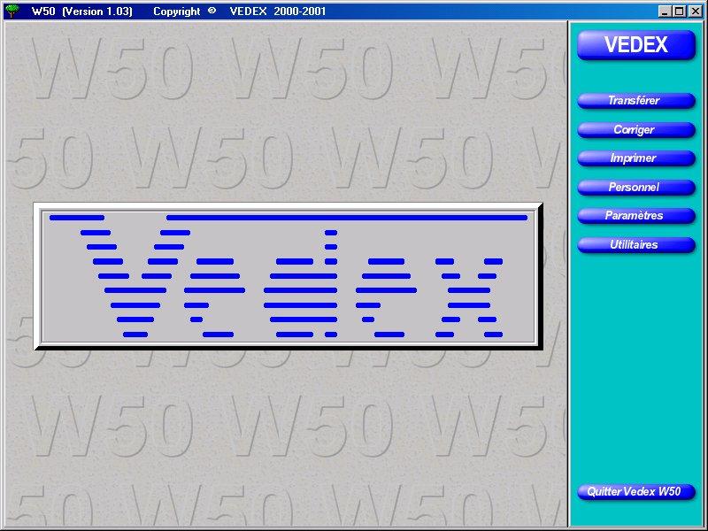 Ecran d'accueil du logiciel W630